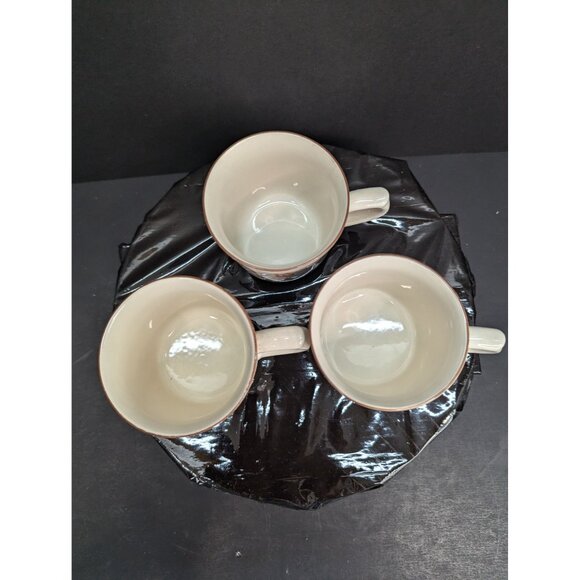 Cumberland Stoneware Replacement Cups Mayblossoms w/Brown Rim Lot of 3 - Picture 6 of 8